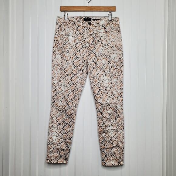 7 For All Mankind JEN7 Women's Snake Print Ankle Skinny Jeans Size 10 Stretch - Picture 9 of 9